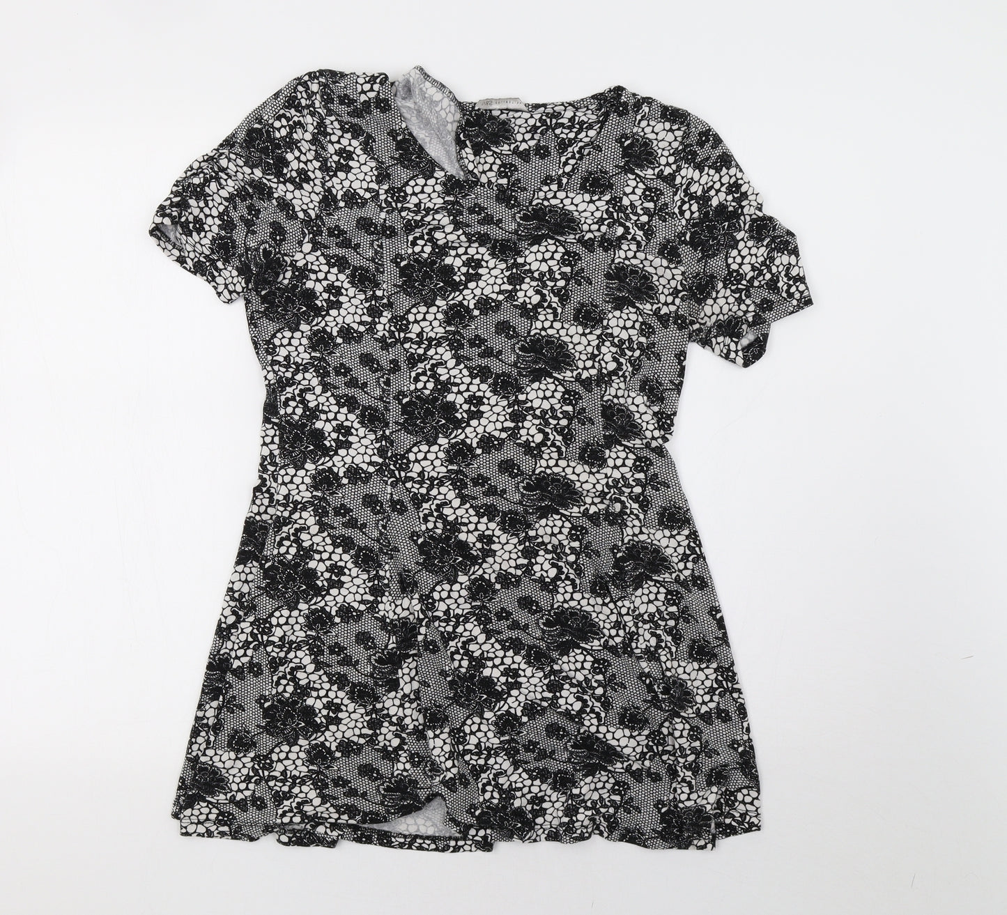 Marks and Spencer Womens White Geometric  Basic T-Shirt Size 12