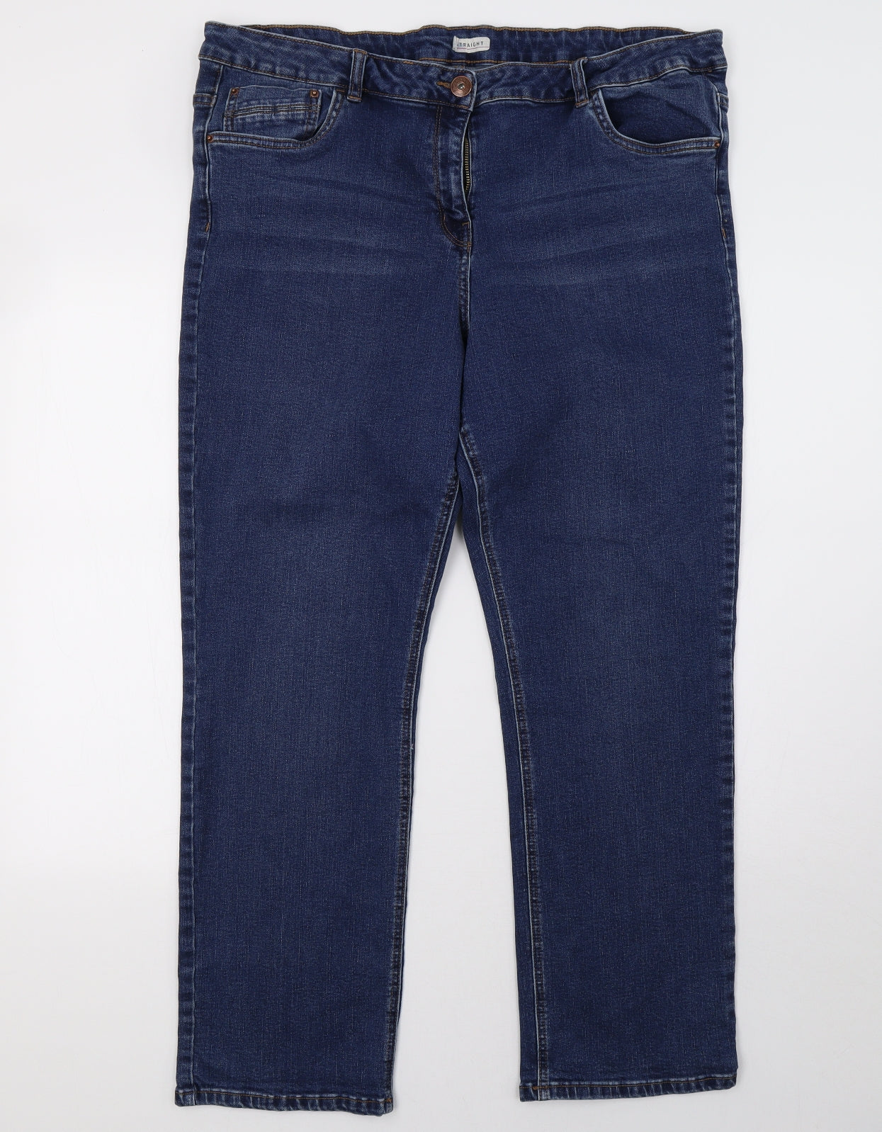 morrisons Womens Blue  Denim Straight Jeans Size 22 L30 in