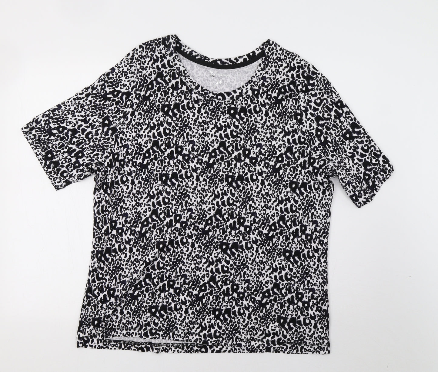Sainsburys Womens White Animal Print  Basic T-Shirt Size 24