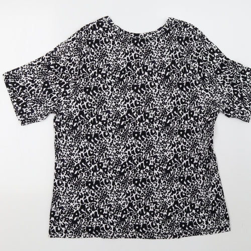 Sainsburys Womens White Animal Print  Basic T-Shirt Size 24