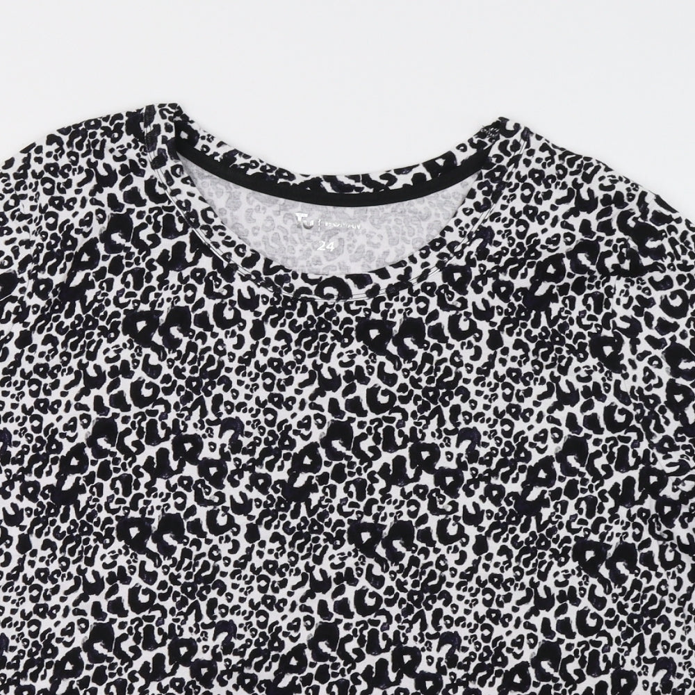 Sainsburys Womens White Animal Print  Basic T-Shirt Size 24
