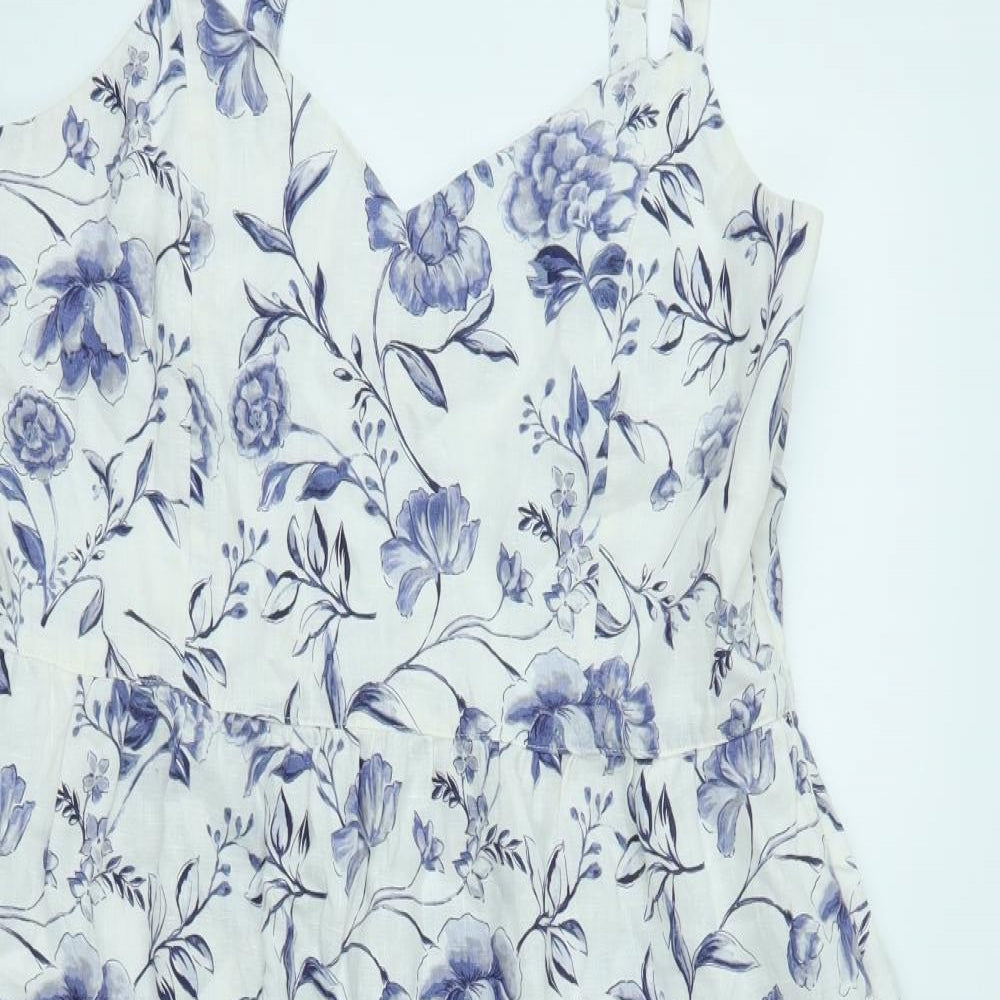 Cynthia Rowley Womens White Floral  A-Line  Size 16