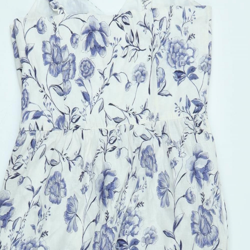 Cynthia Rowley Womens White Floral  A-Line  Size 16