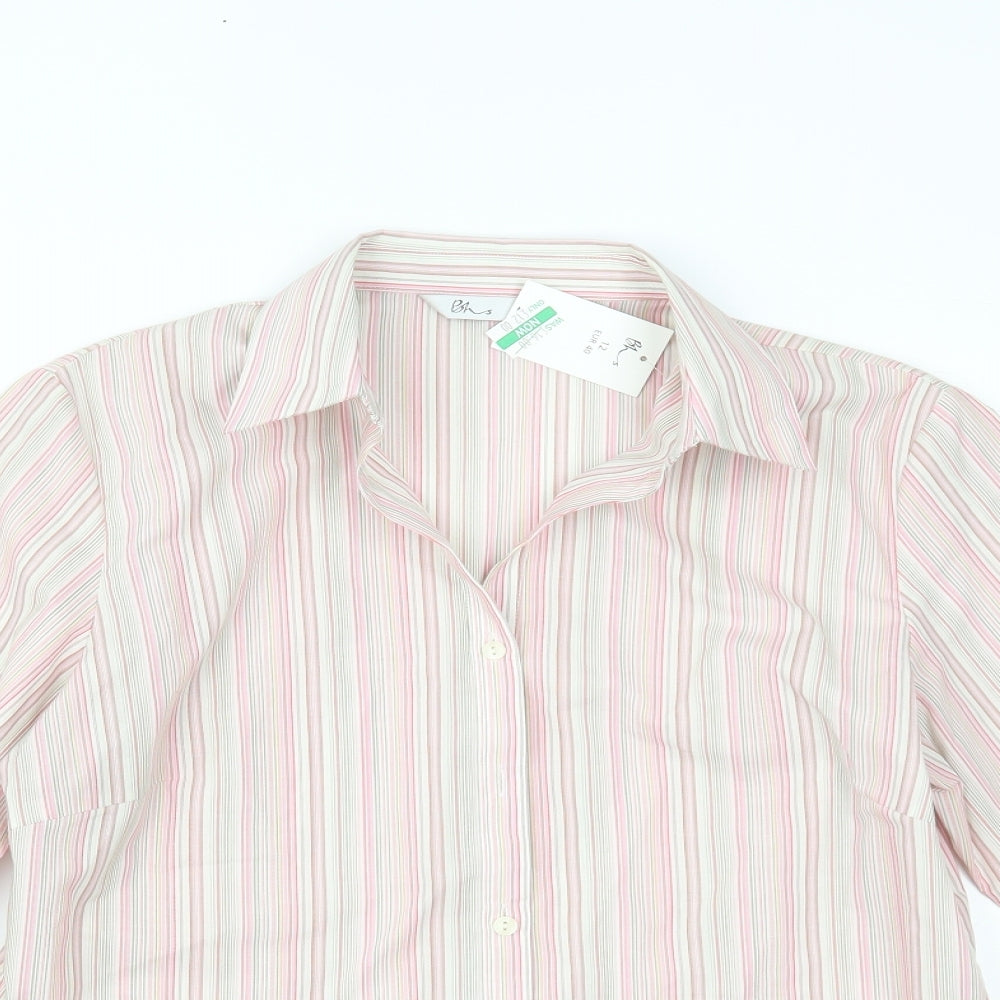 BHS Womens Pink Striped  Basic Button-Up Size 12