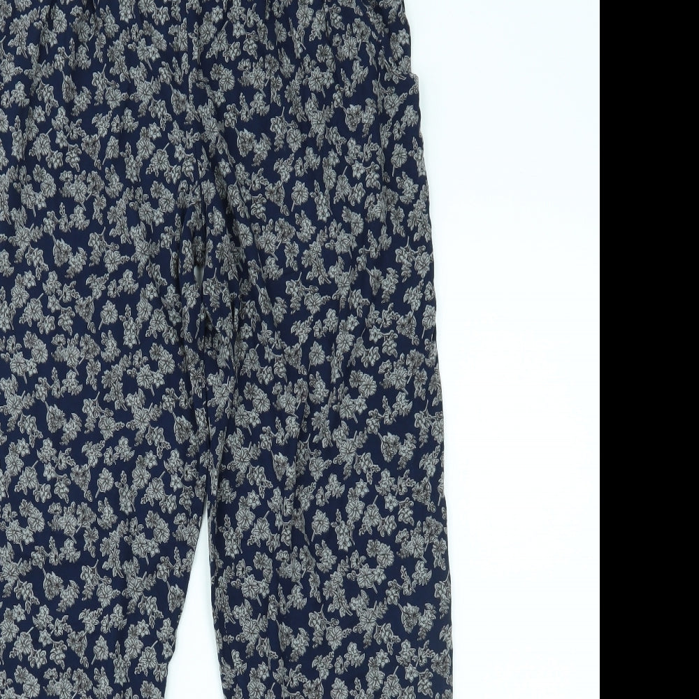 NEXT Womens Blue Floral  Harem Trousers Size 10 L27 in