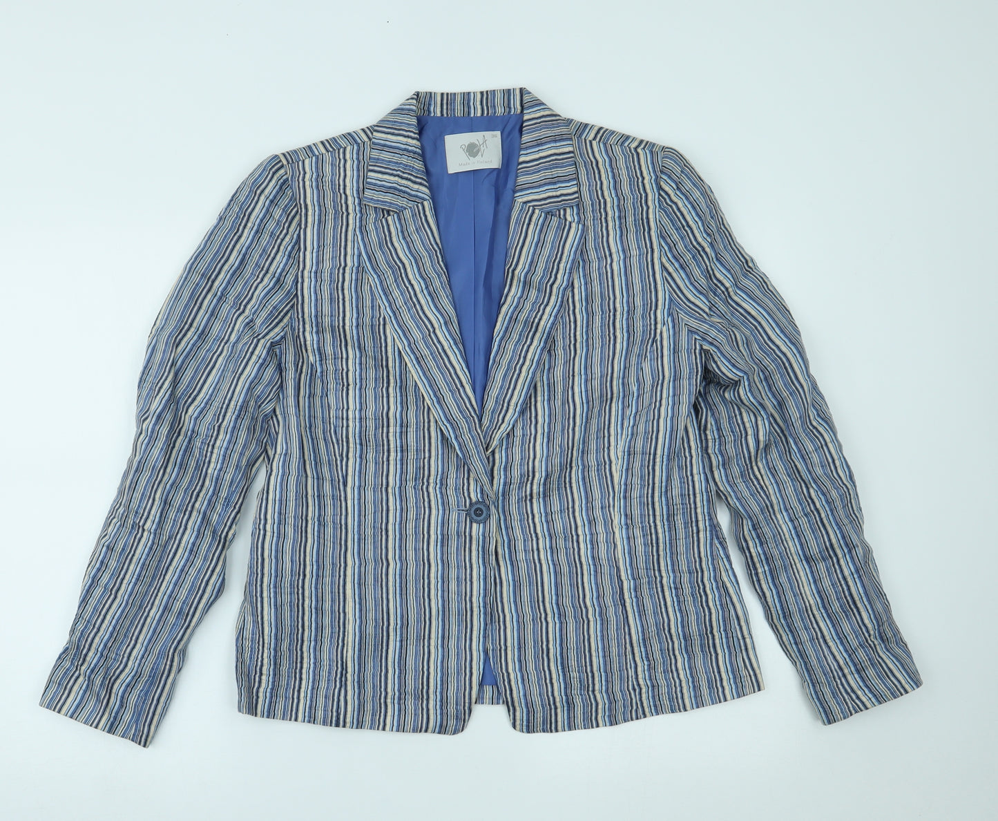 pola Womens Blue Striped  Jacket Blazer Size 8