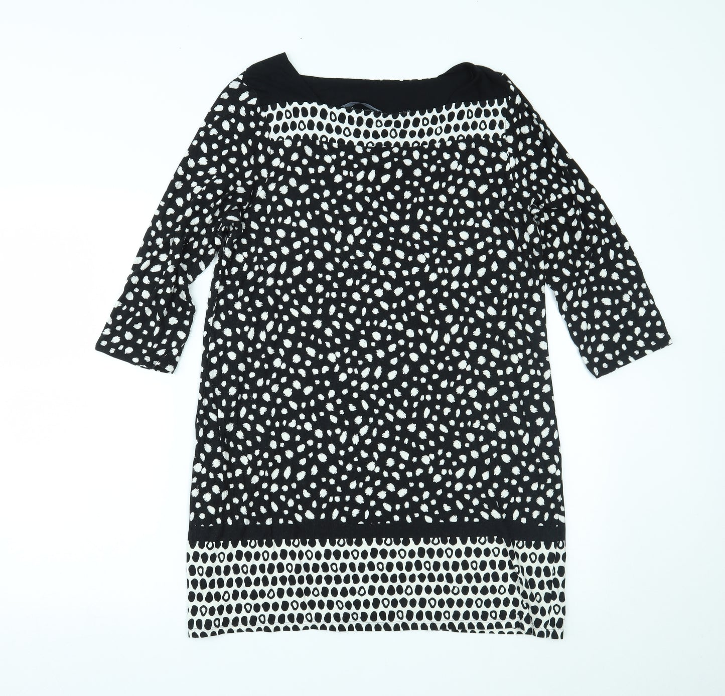 BHS Womens Black Animal Print  Basic Blouse Size 16