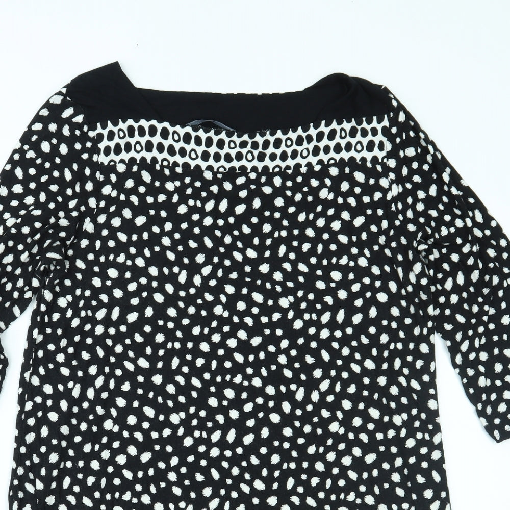 BHS Womens Black Animal Print  Basic Blouse Size 16