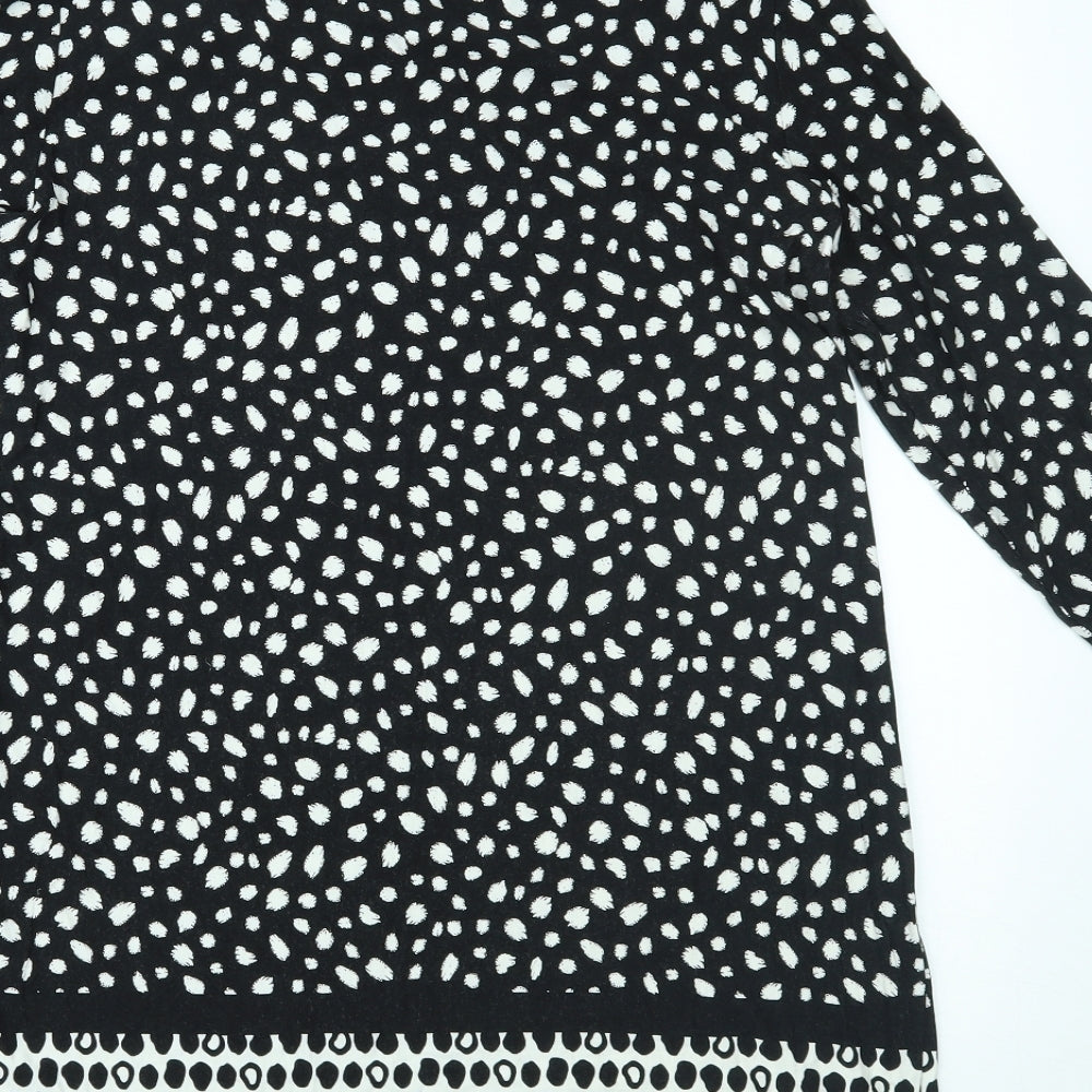 BHS Womens Black Animal Print  Basic Blouse Size 16