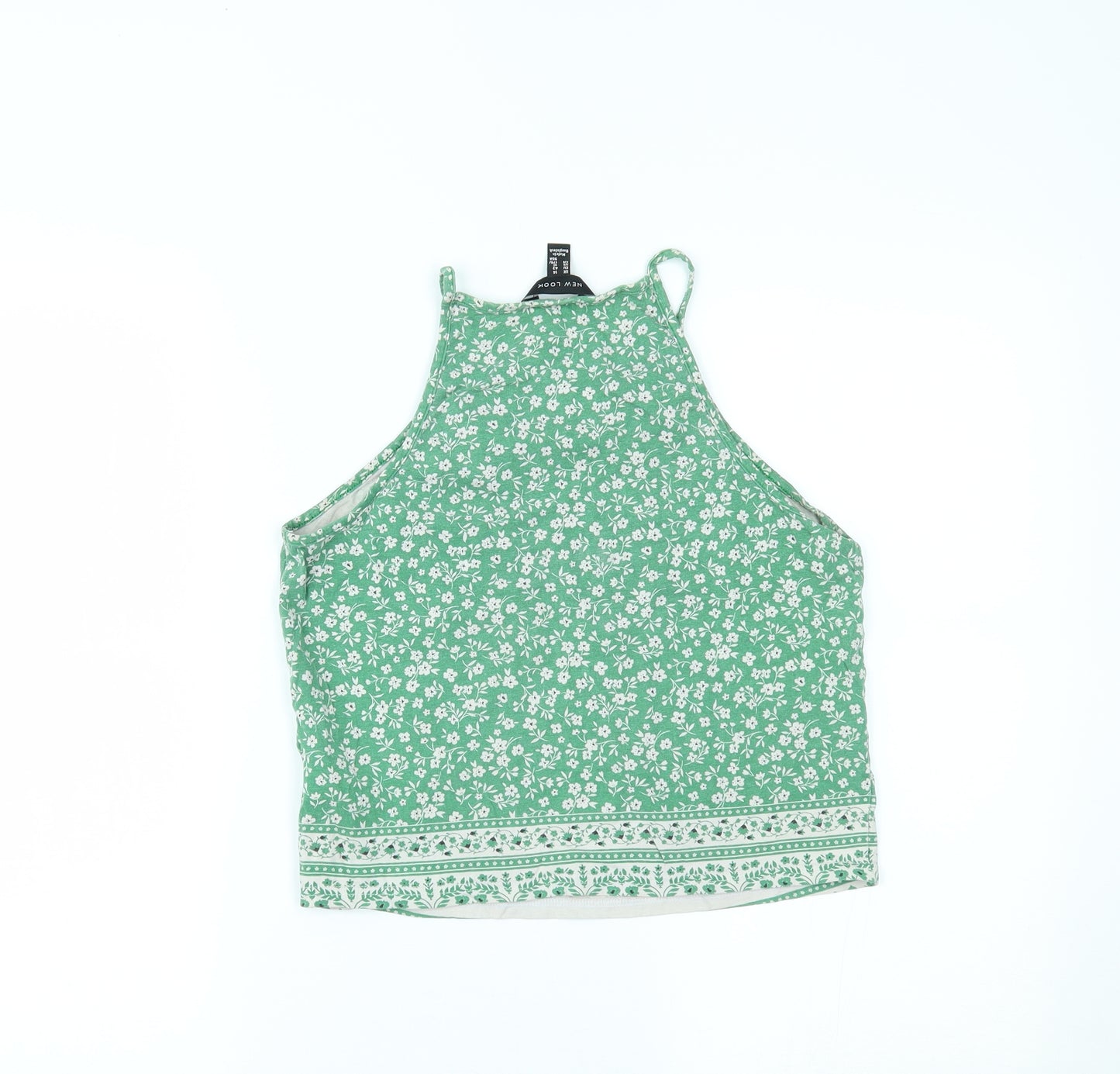 New Look Womens Green Floral  Cropped Tank Size 14