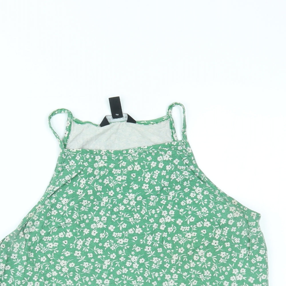 New Look Womens Green Floral  Cropped Tank Size 14