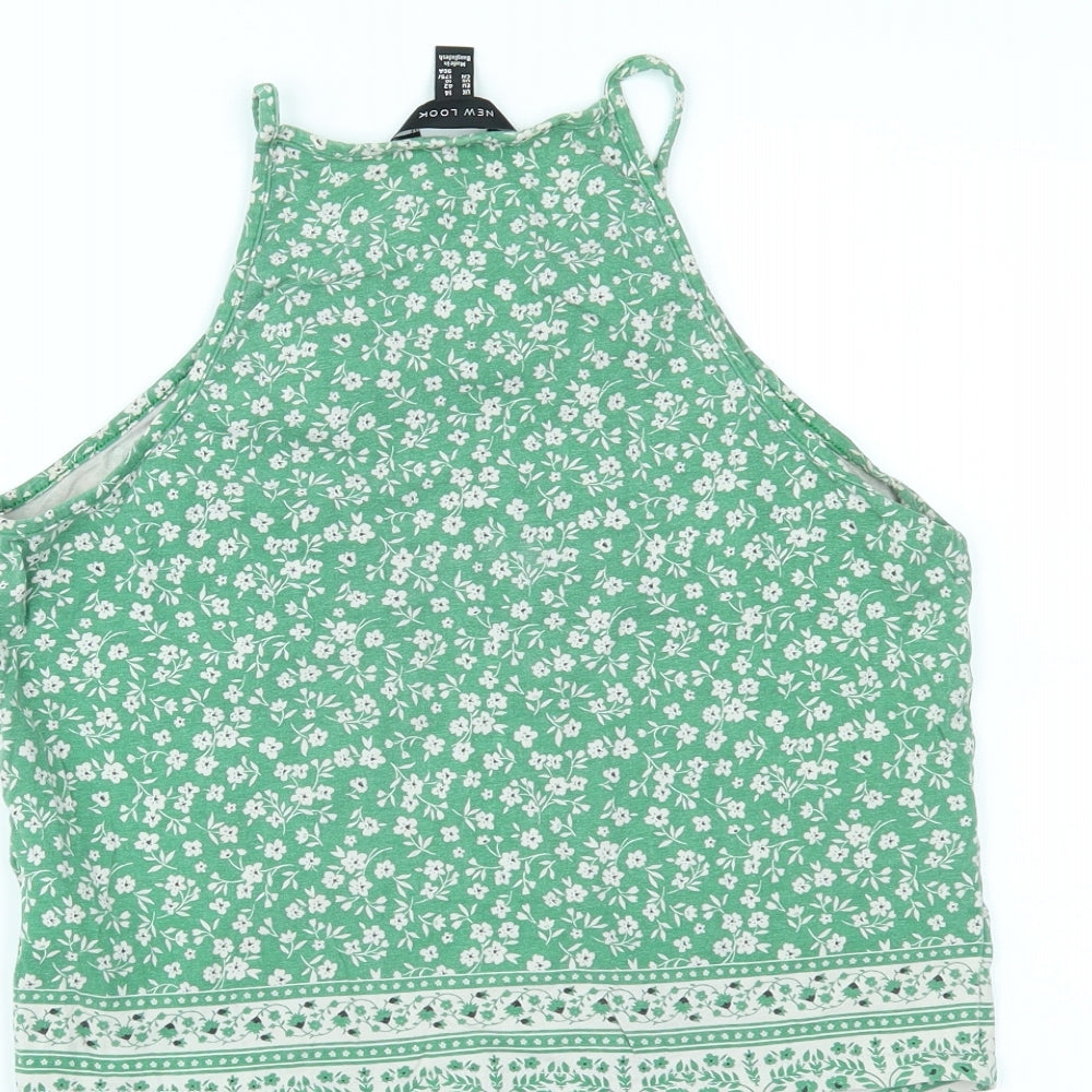 New Look Womens Green Floral  Cropped Tank Size 14