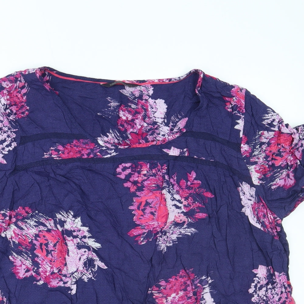 Marks and Spencer Womens Purple Floral  Basic Blouse Size 16