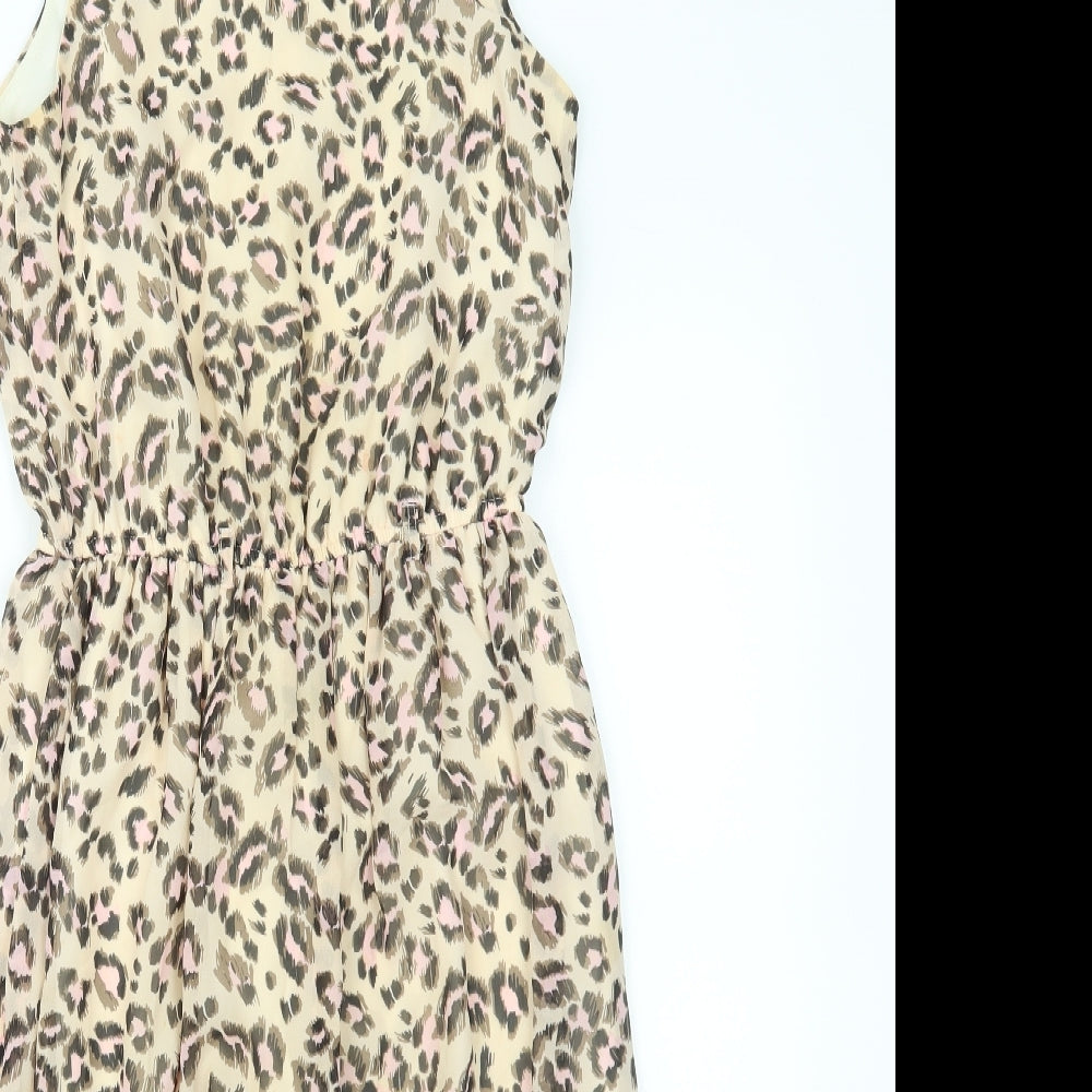 Julian MacDonald Girls Beige Animal Print  Fit & Flare  Size 12 Years