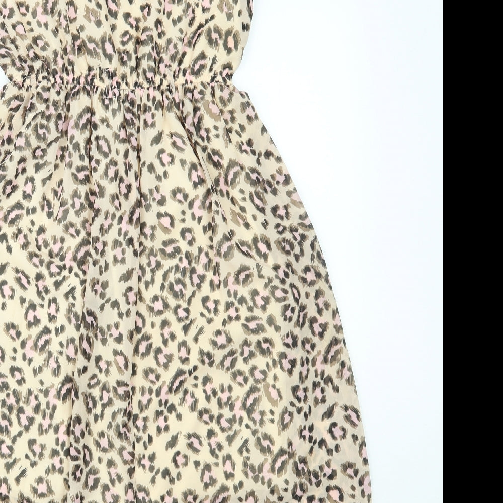 Julian MacDonald Girls Beige Animal Print  Fit & Flare  Size 12 Years