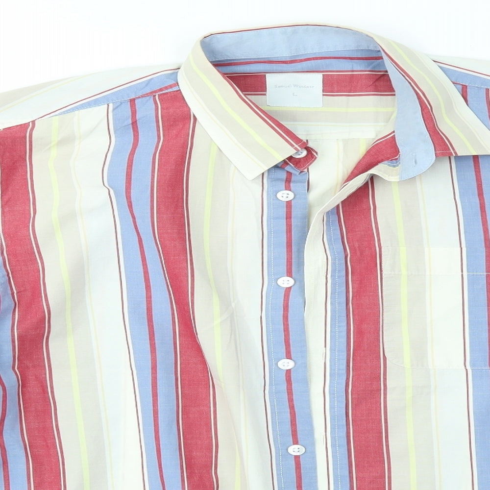 Samuel Windsor Mens Multicoloured Striped   Button-Up Size L