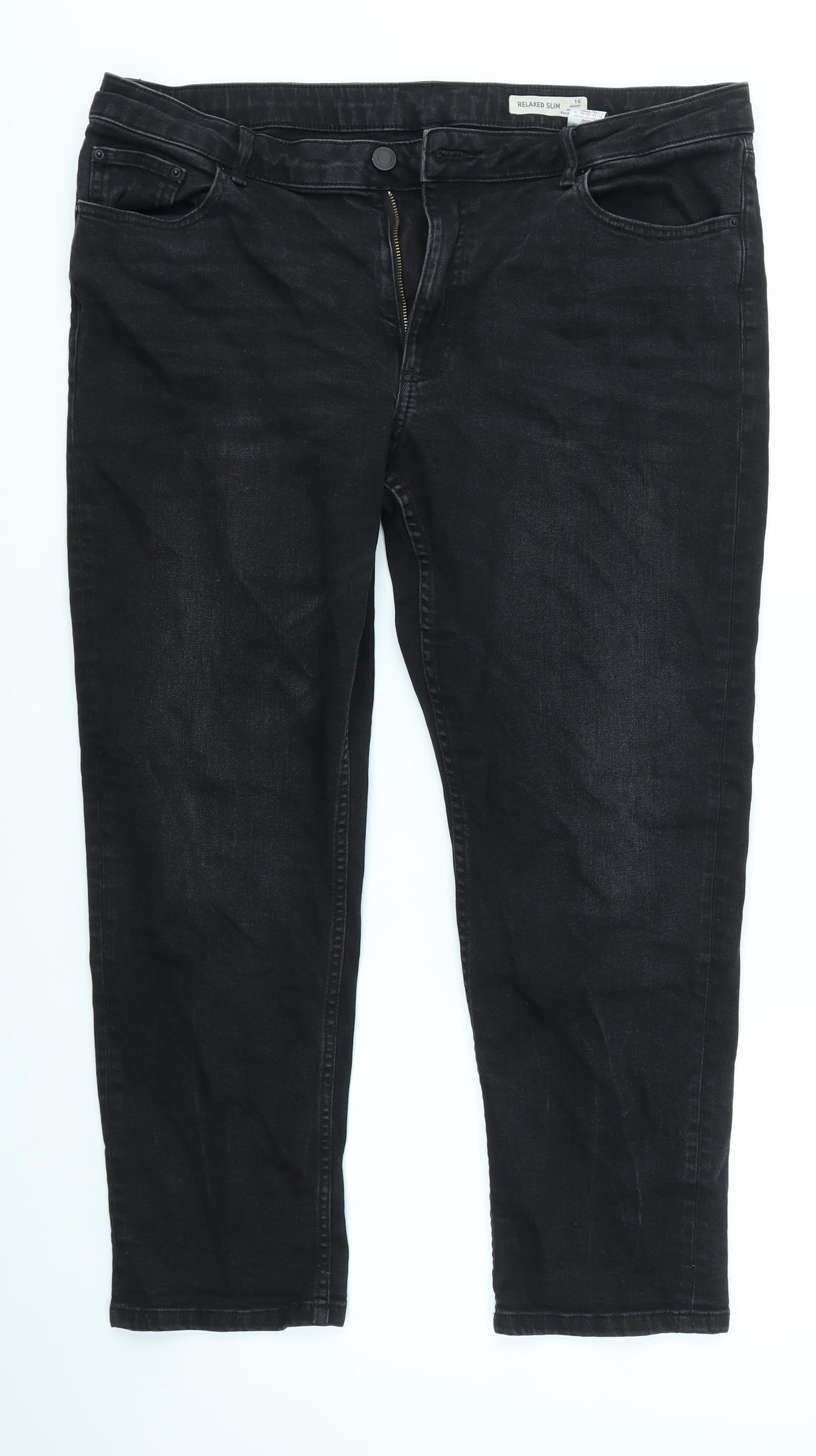 M&S Womens Black   Straight Jeans Size 16 L24 in - SHORT