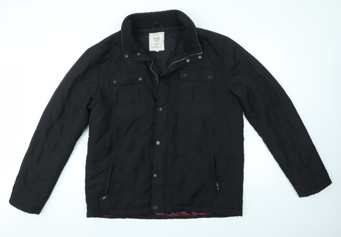 Atlantic Bay Mens Black   Overcoat Coat Size 2XL