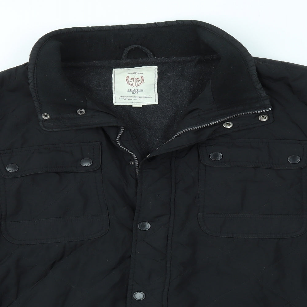 Atlantic Bay Mens Black   Overcoat Coat Size 2XL