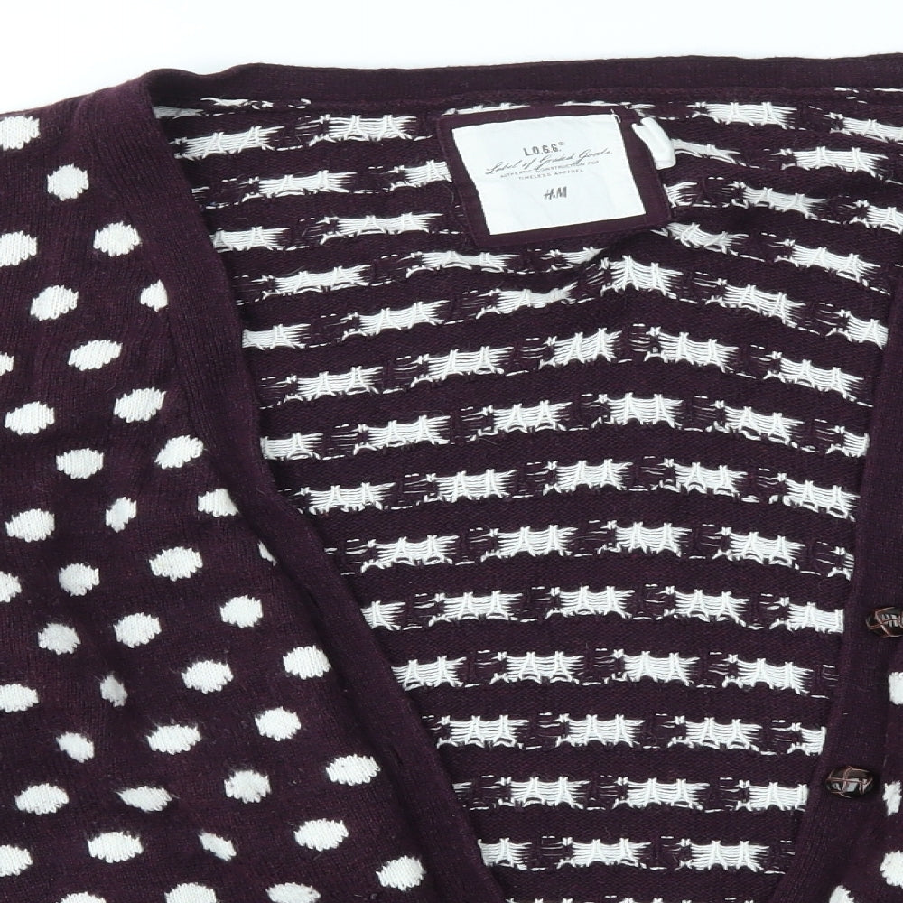 H&M Womens Purple Polka Dot  Cardigan Jumper Size L