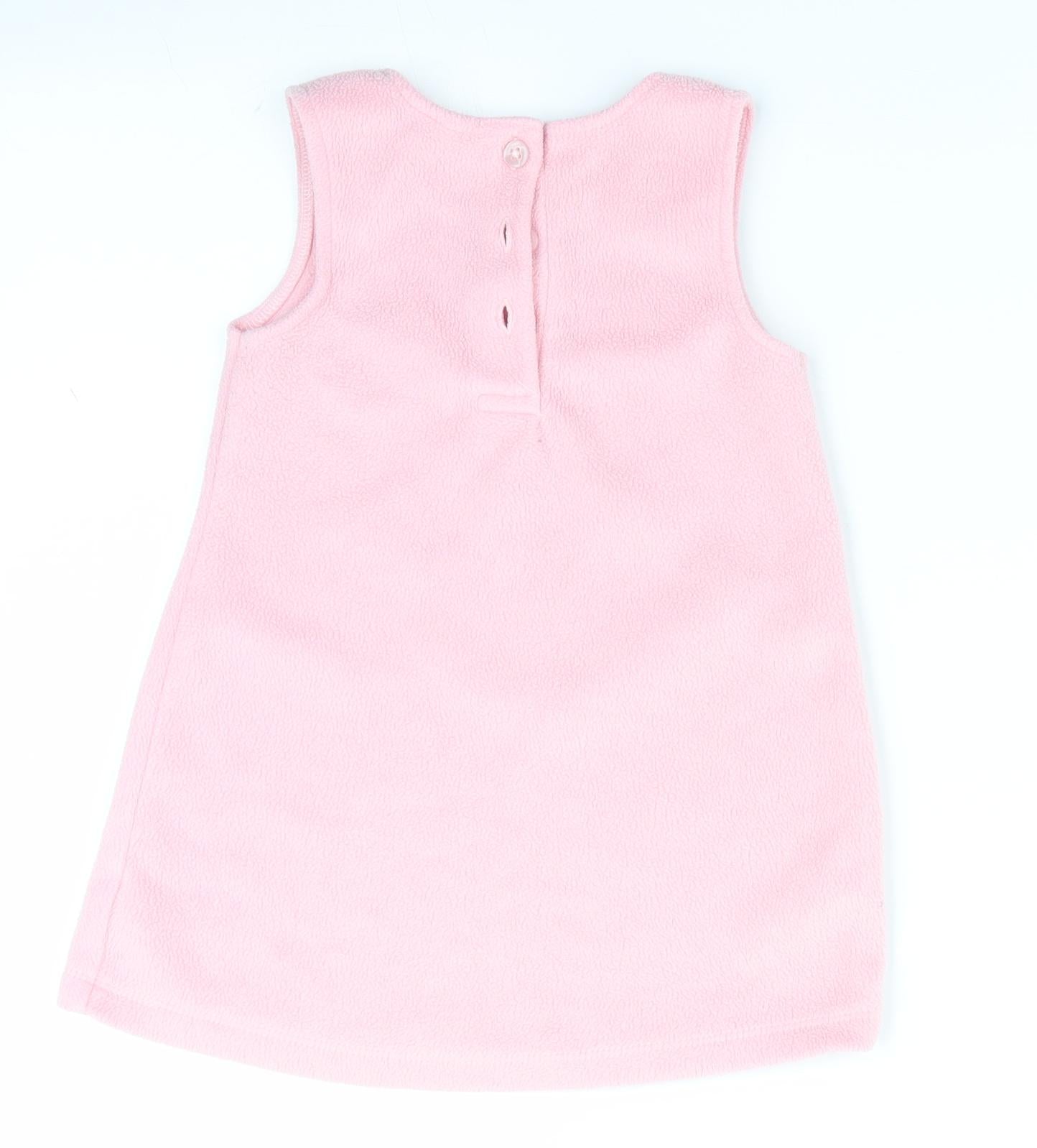 George Girls Pink Animal Print  Pinafore/Dungaree Dress  Size 6-9 Months