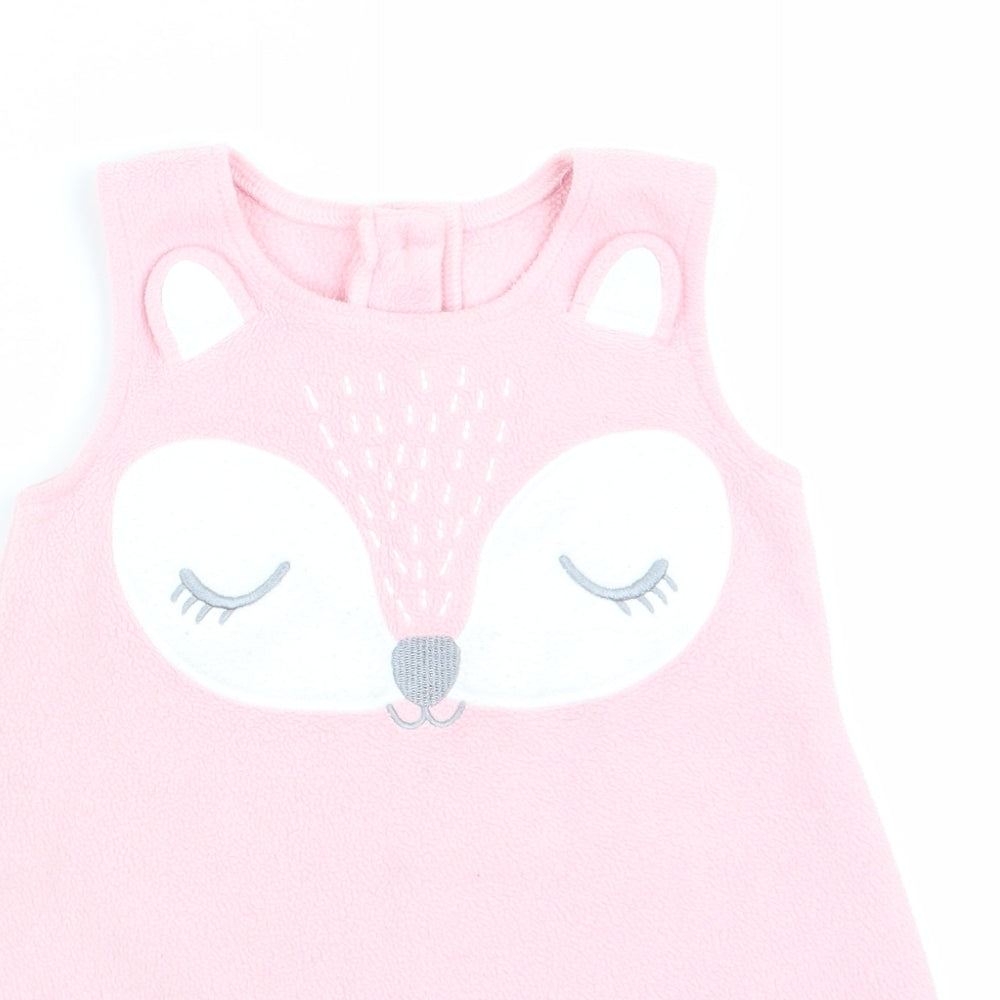 George Girls Pink Animal Print  Pinafore/Dungaree Dress  Size 6-9 Months
