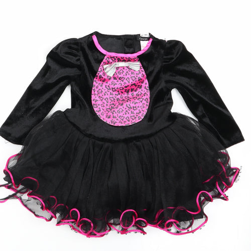 George Girls Black Animal Print  Fit & Flare  Size 12 Months