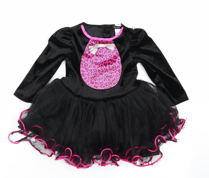 George Girls Black Animal Print Fit & Flare Size 12 Months