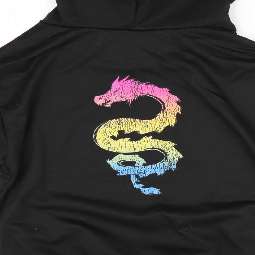 Preworn Girls Black   Pullover Hoodie Size 8 Years