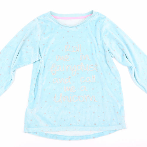 Matalan Girls Blue Solid   Pyjama Top Size 12 Years  - Roll me in fairy dust