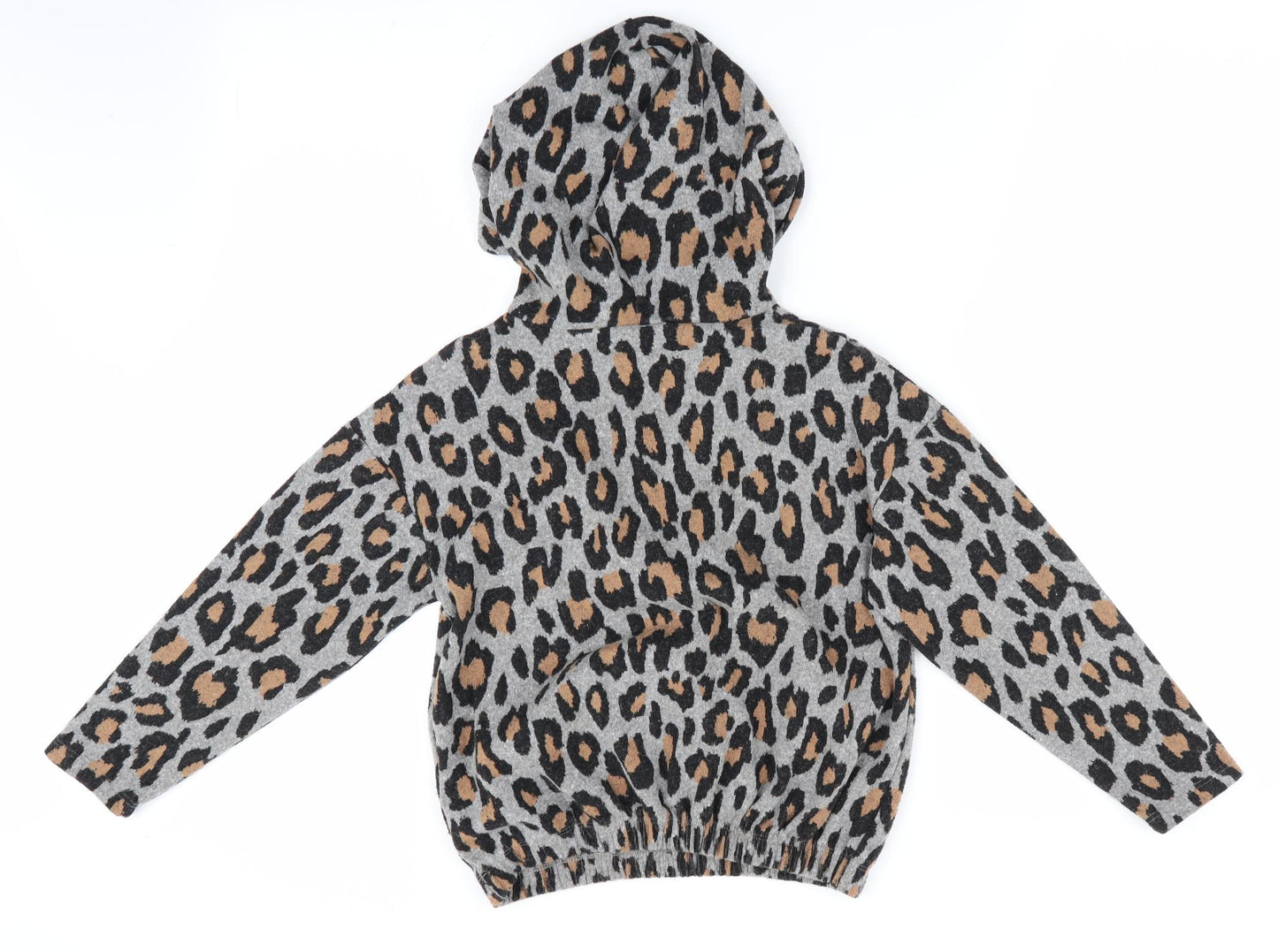 I Love Girls Wear Girls Grey Animal Print  Pullover Hoodie Size 8 Years