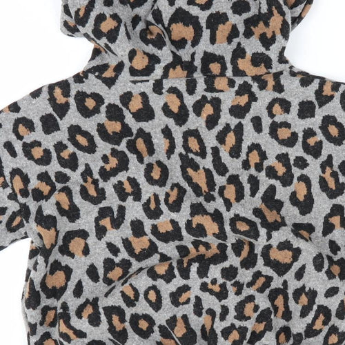 I Love Girls Wear Girls Grey Animal Print  Pullover Hoodie Size 8 Years