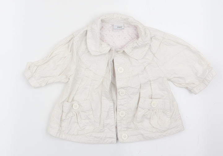 NEXT Girls White   Overcoat Coat Size 3-4 Years