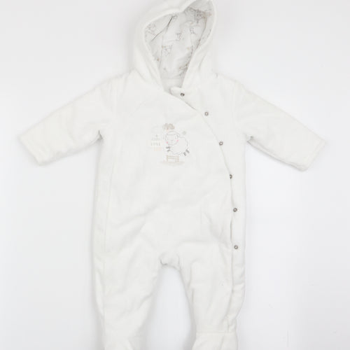 Mothercare Girls White Animal Print  Coverall One-Piece Size 3-6 Months