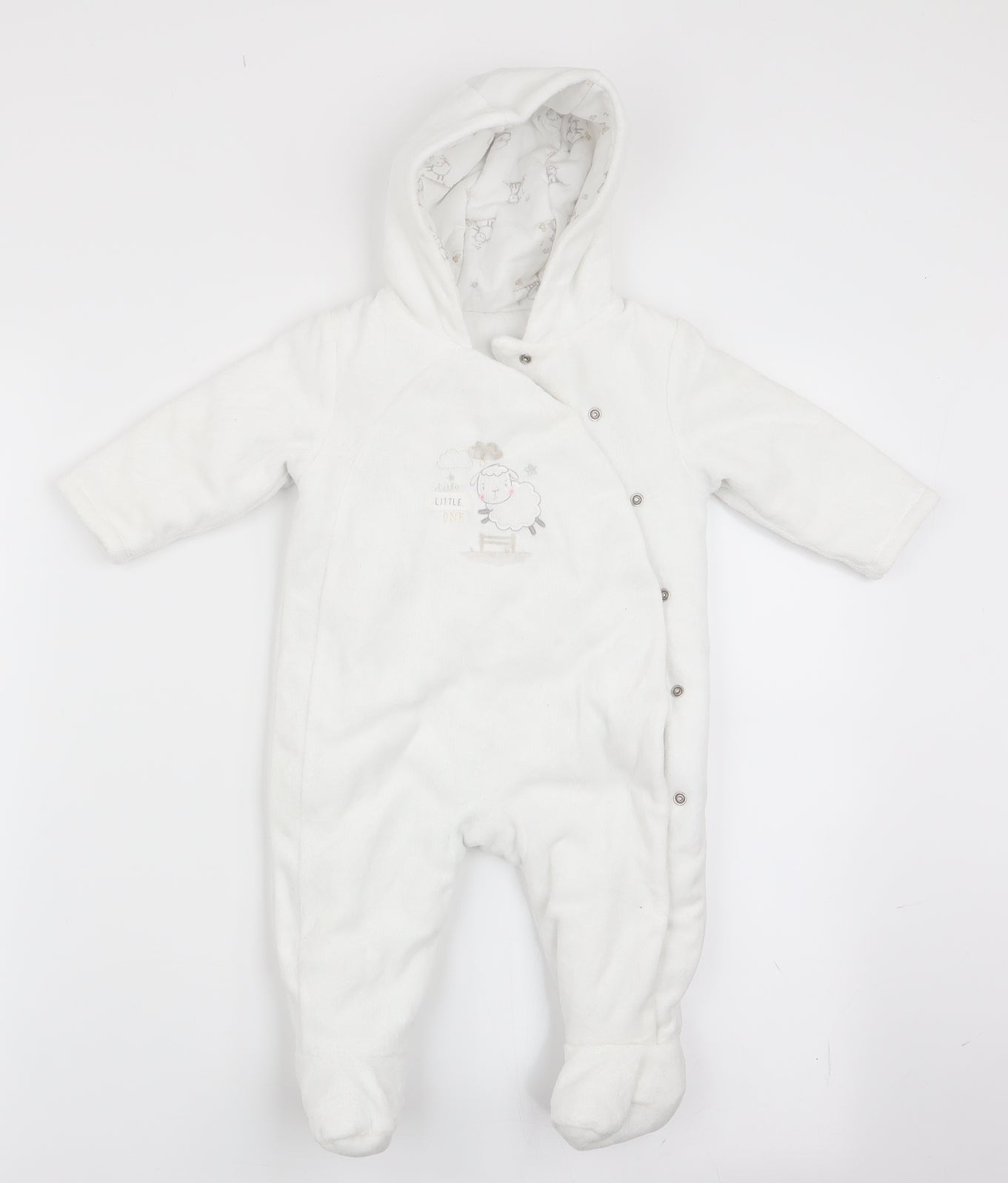 Mothercare Girls White Animal Print  Coverall One-Piece Size 3-6 Months