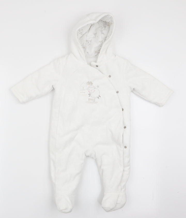 Mothercare Girls White Animal Print  Coverall One-Piece Size 3-6 Months