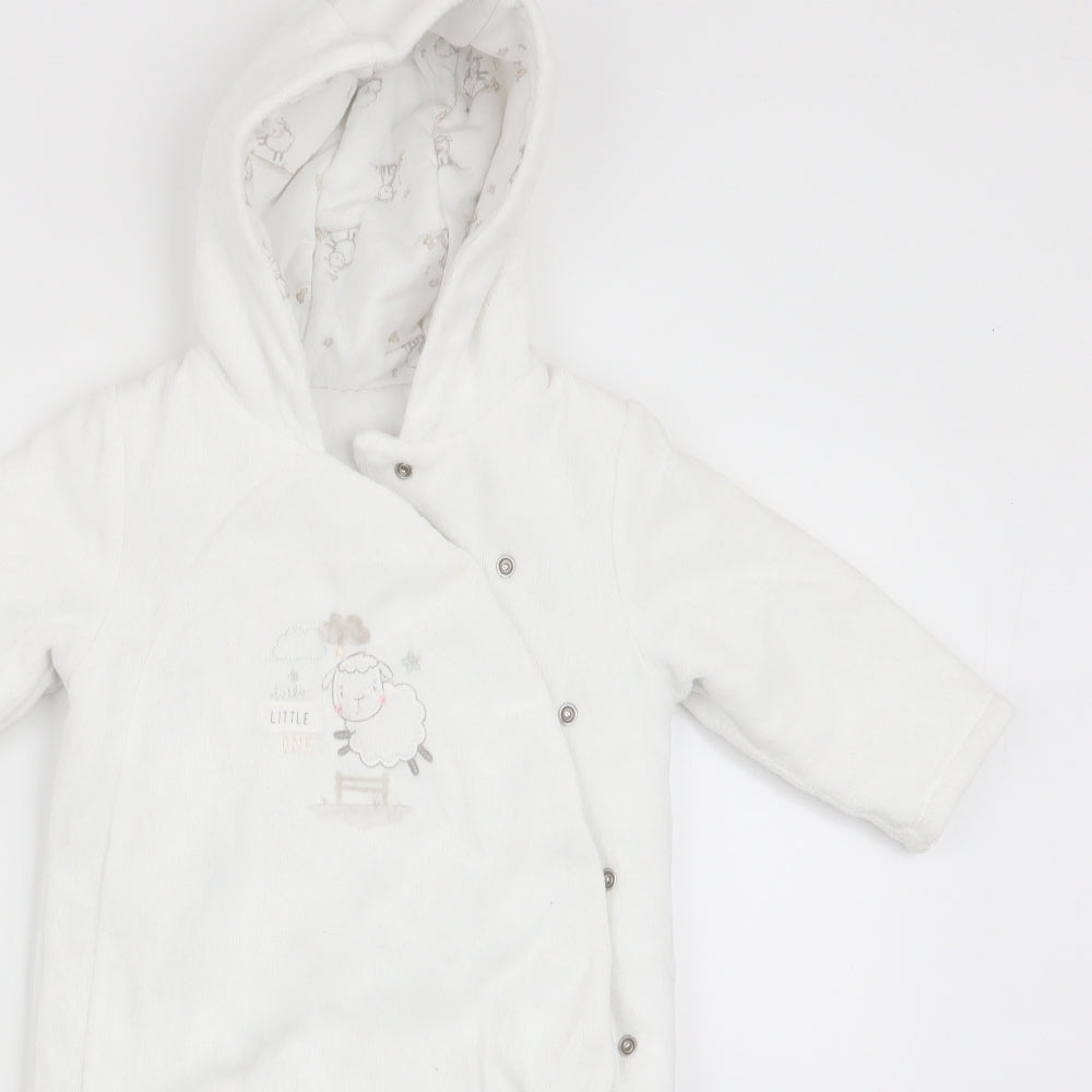 Mothercare Girls White Animal Print  Coverall One-Piece Size 3-6 Months