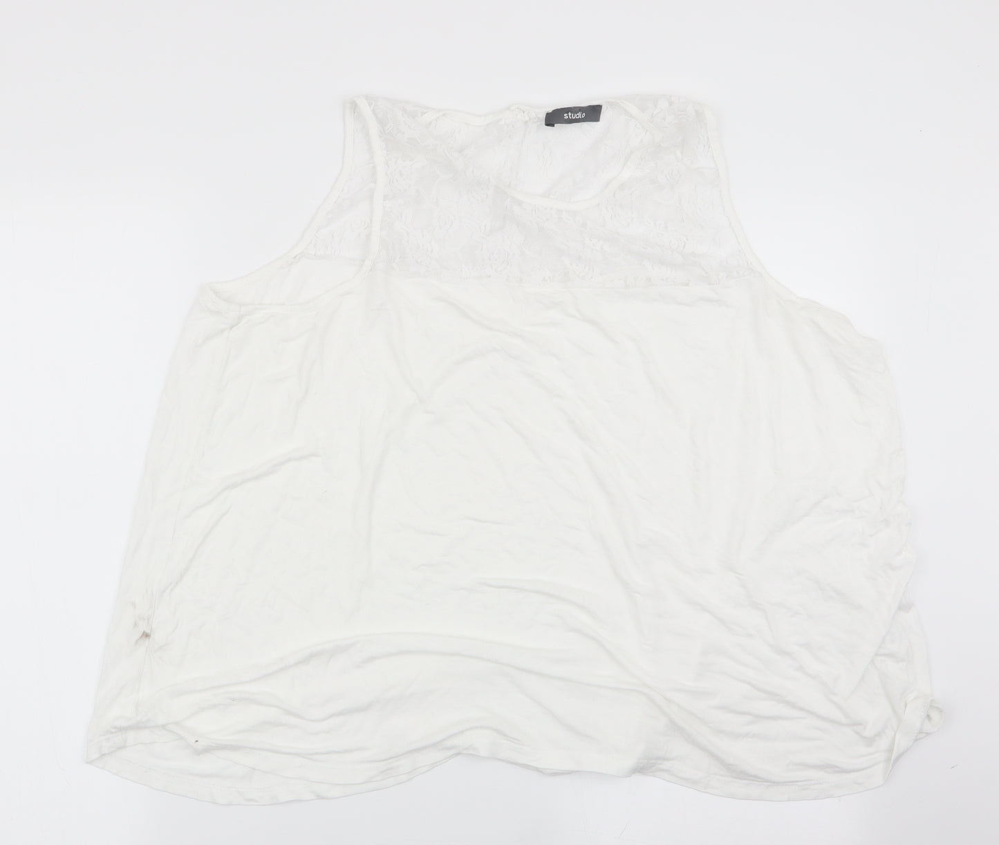 Studio Womens White   Basic T-Shirt Size 24