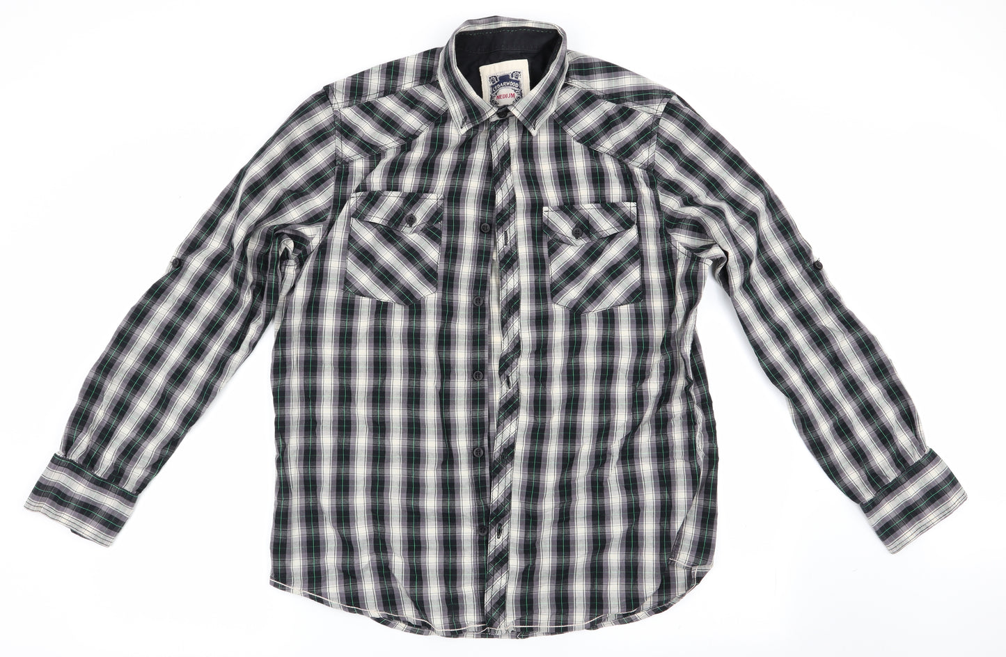 Cedar Wood State Mens Black Check   Button-Up Size M