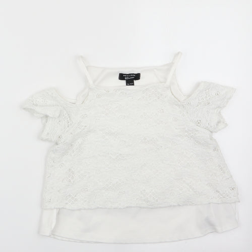 New Look Girls White Floral  Tunic T-Shirt Size 10-11 Years