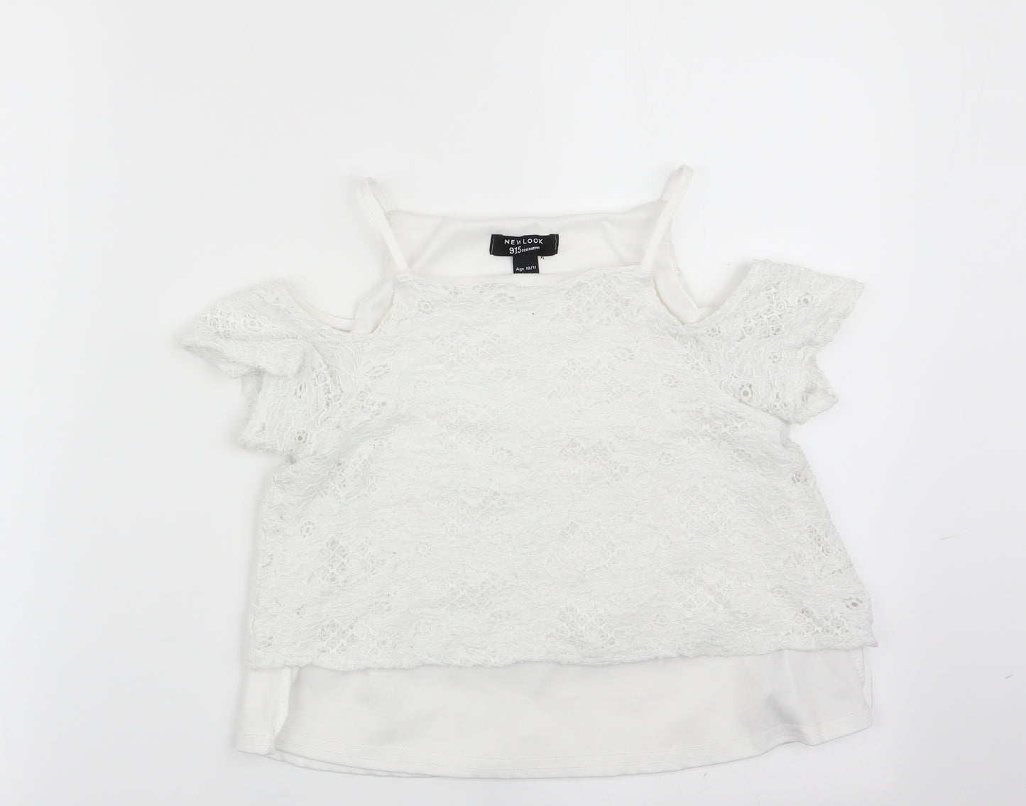 New Look Girls White Floral  Tunic T-Shirt Size 10-11 Years