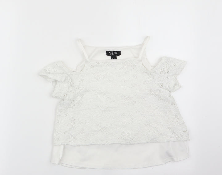 New Look Girls White Floral  Tunic T-Shirt Size 10-11 Years