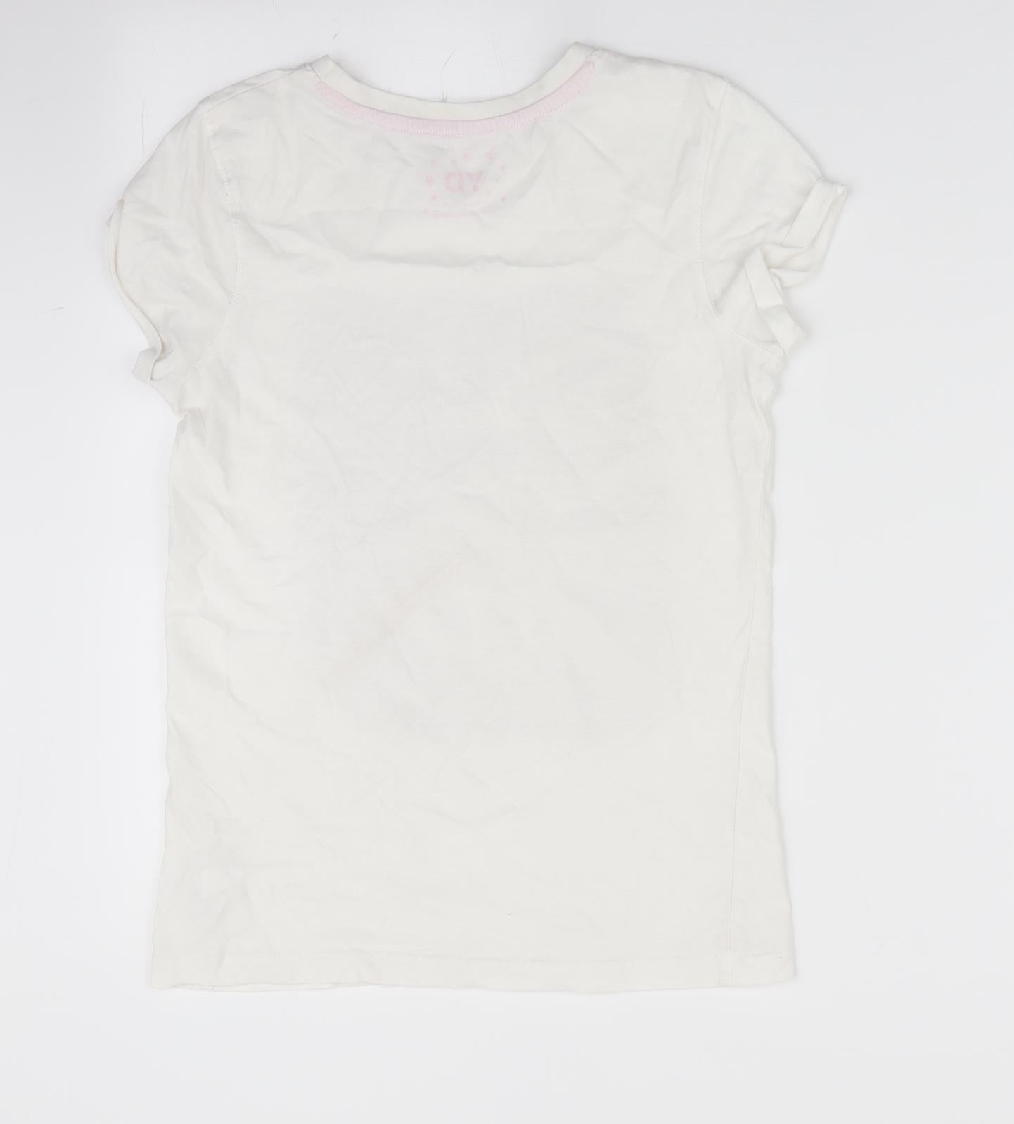 Young Dimension Girls White   Basic T-Shirt Size 11-12 Years