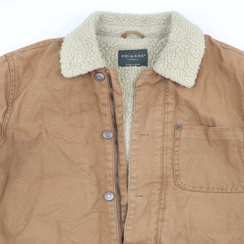 Primark Mens Brown   Anorak Coat Size XS  - Faux Sheep Fur lined