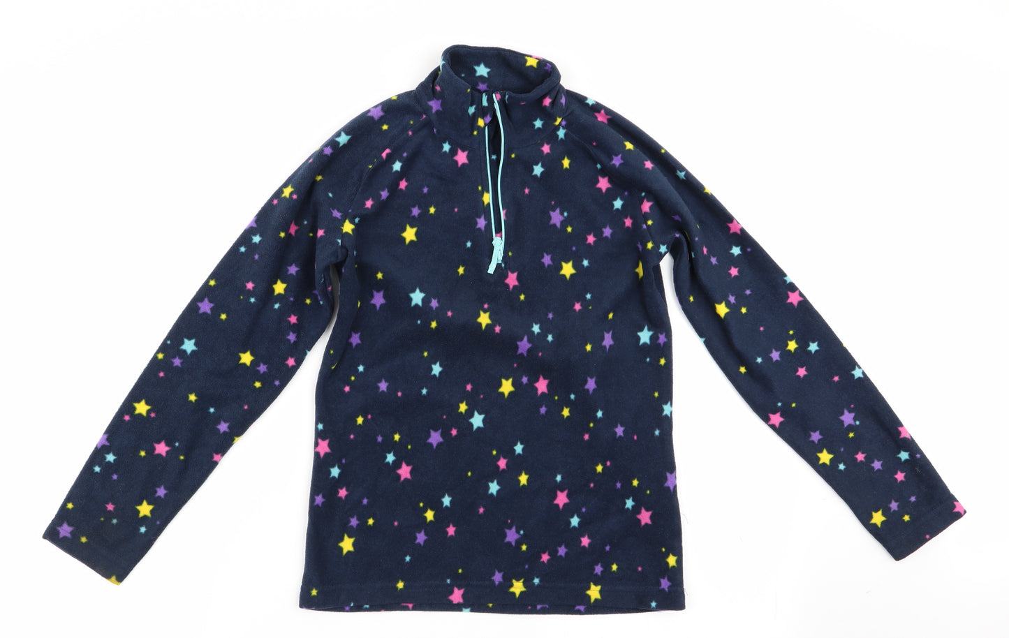 Mountain Warehouse Girls Blue Geometric  Pullover Jumper Size 9 Years  - Fleece Feel Exterior