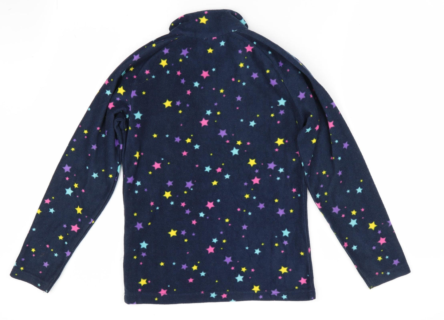 Mountain Warehouse Girls Blue Geometric  Pullover Jumper Size 9 Years  - Fleece Feel Exterior