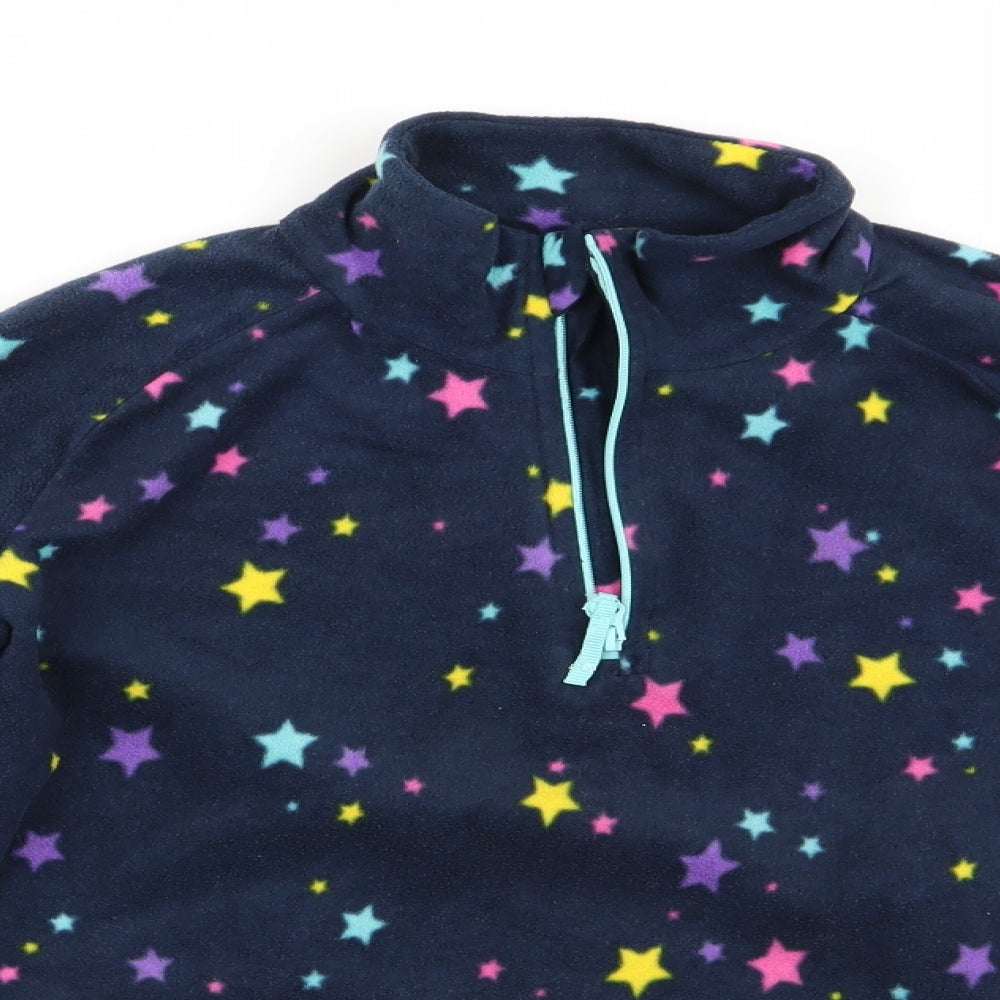 Mountain Warehouse Girls Blue Geometric  Pullover Jumper Size 9 Years  - Fleece Feel Exterior