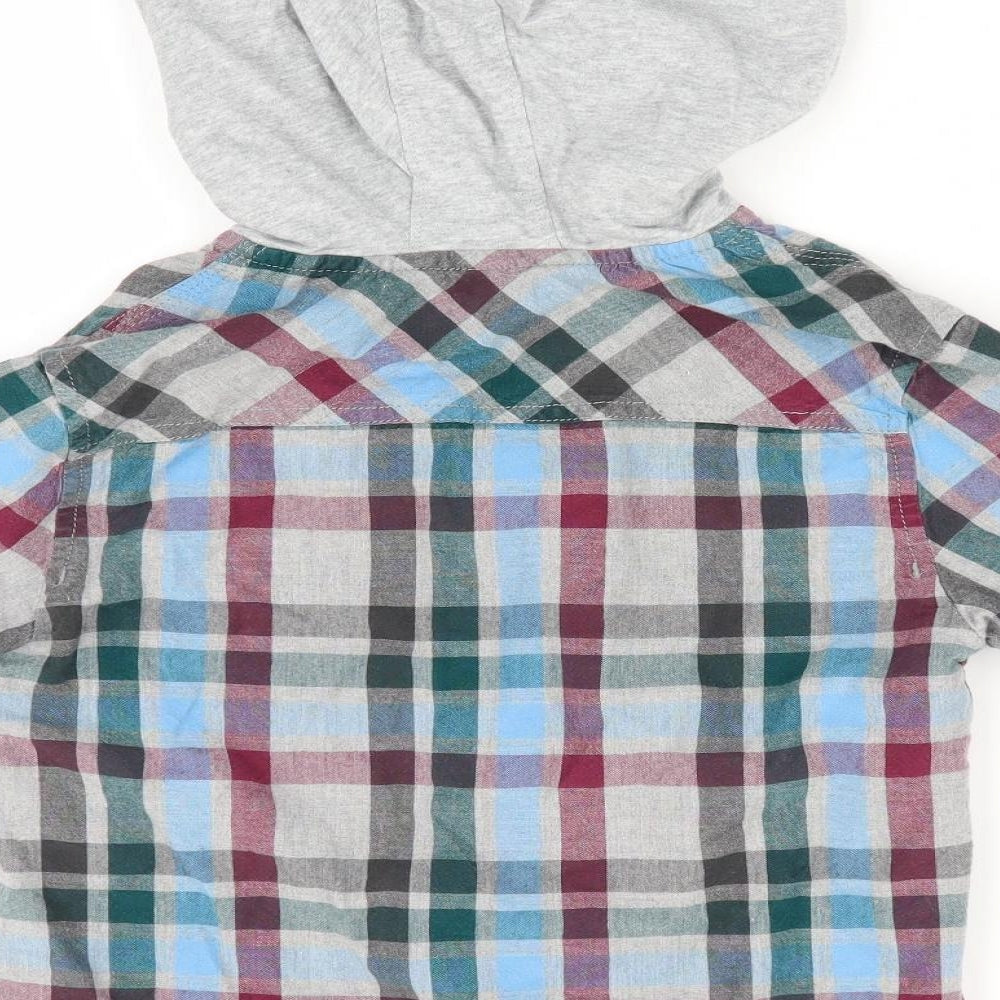 Marks and Spencer Boys Grey Check  Basic Button-Up Size 5-6 Years  - Padded Hooded Shirt