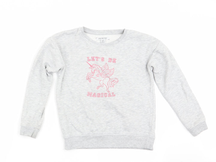 Primar Girls Grey Pullover Sweatshirt Size 8-9 Years