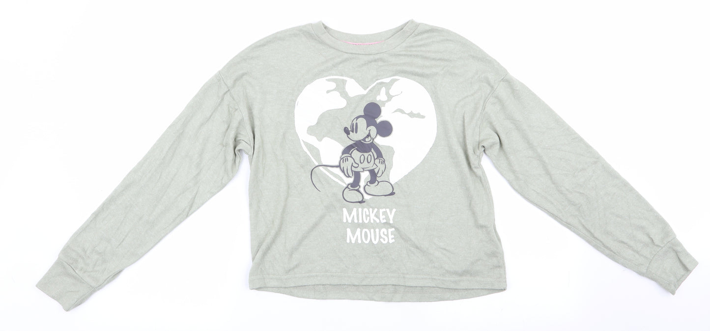 Primark Womens Green Animal Print   Pyjama Top Size 6  - Mickey Mouse